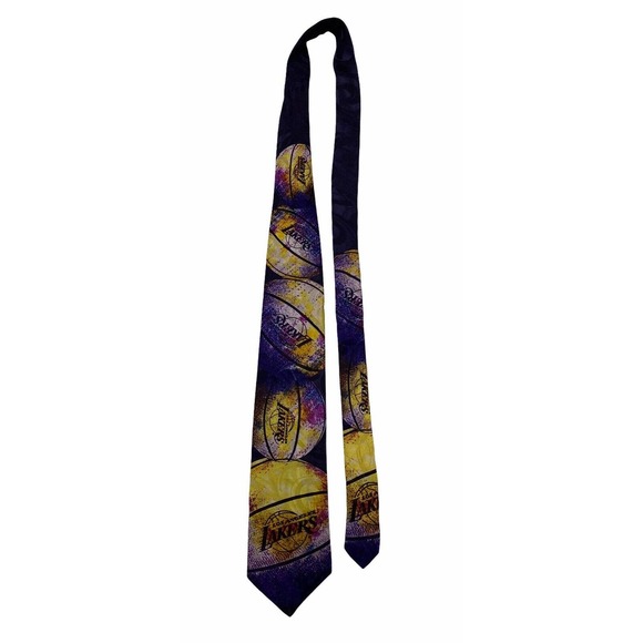 Ralph Marlin RM Style NBA Los Angeles Logo Basketball Vintage Novelty Silk Tie - Picture 2 of 4